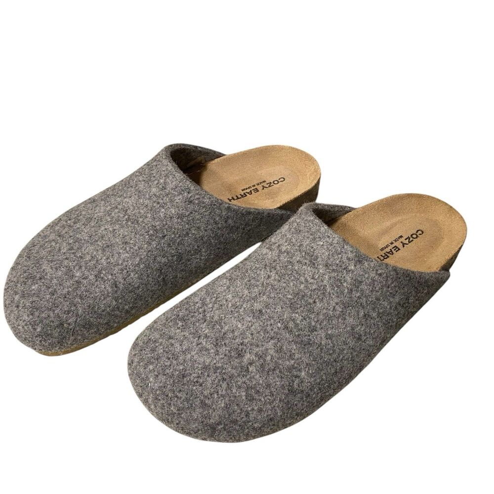 Cozy Earth Lakehouse Clog Slippers Womens 9 Gray Wool Felt Comfort Slip On Spain